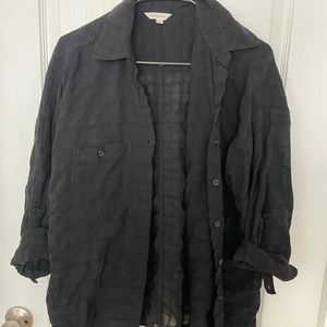 Black Linen Blend Top